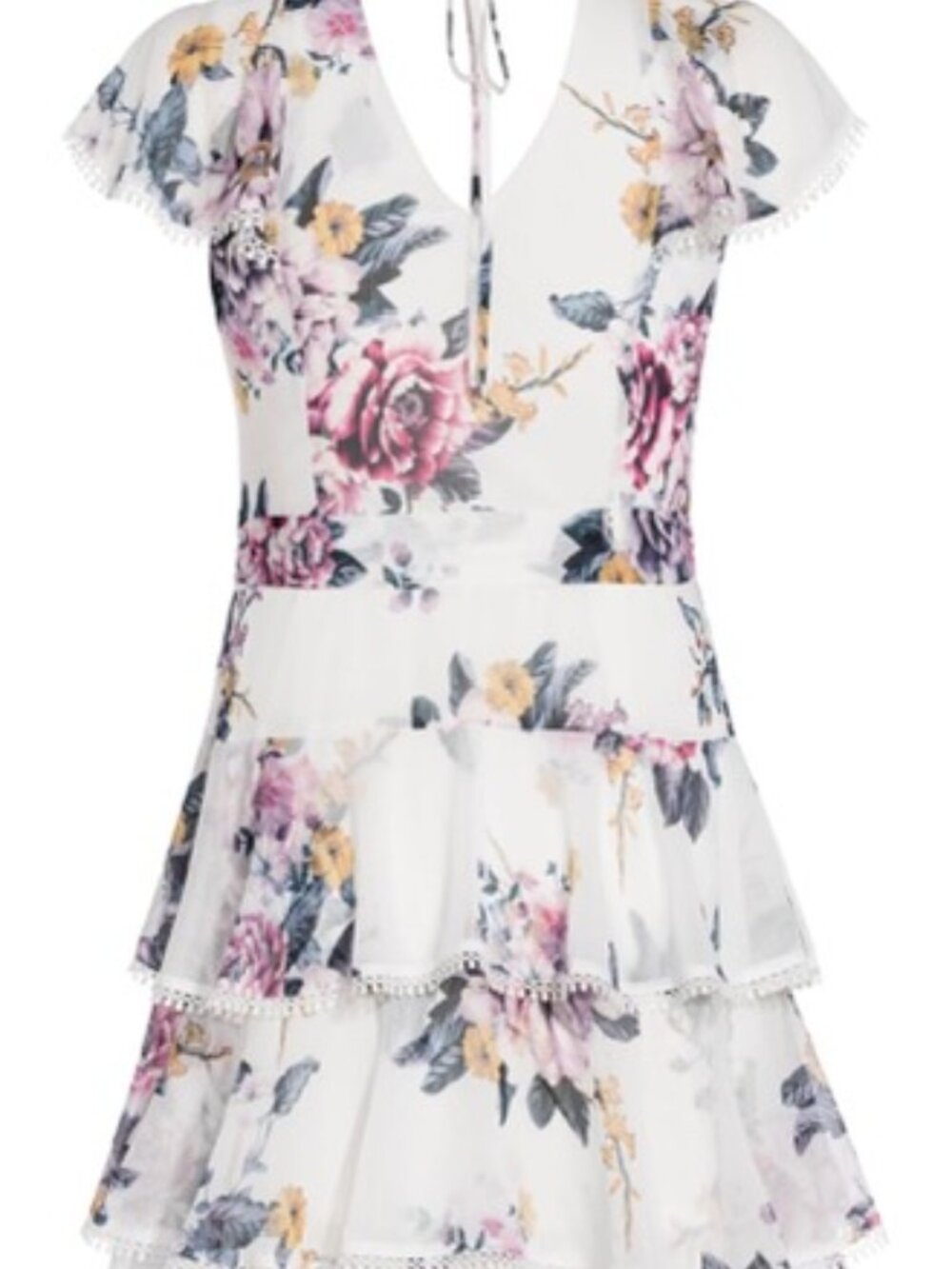 City Chic Summer Love Ruffle Dress Size M (18) EUC White Floral Feminine - Picture 3 of 15